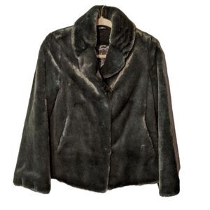 Artifacts faux fur hunter green coat XS